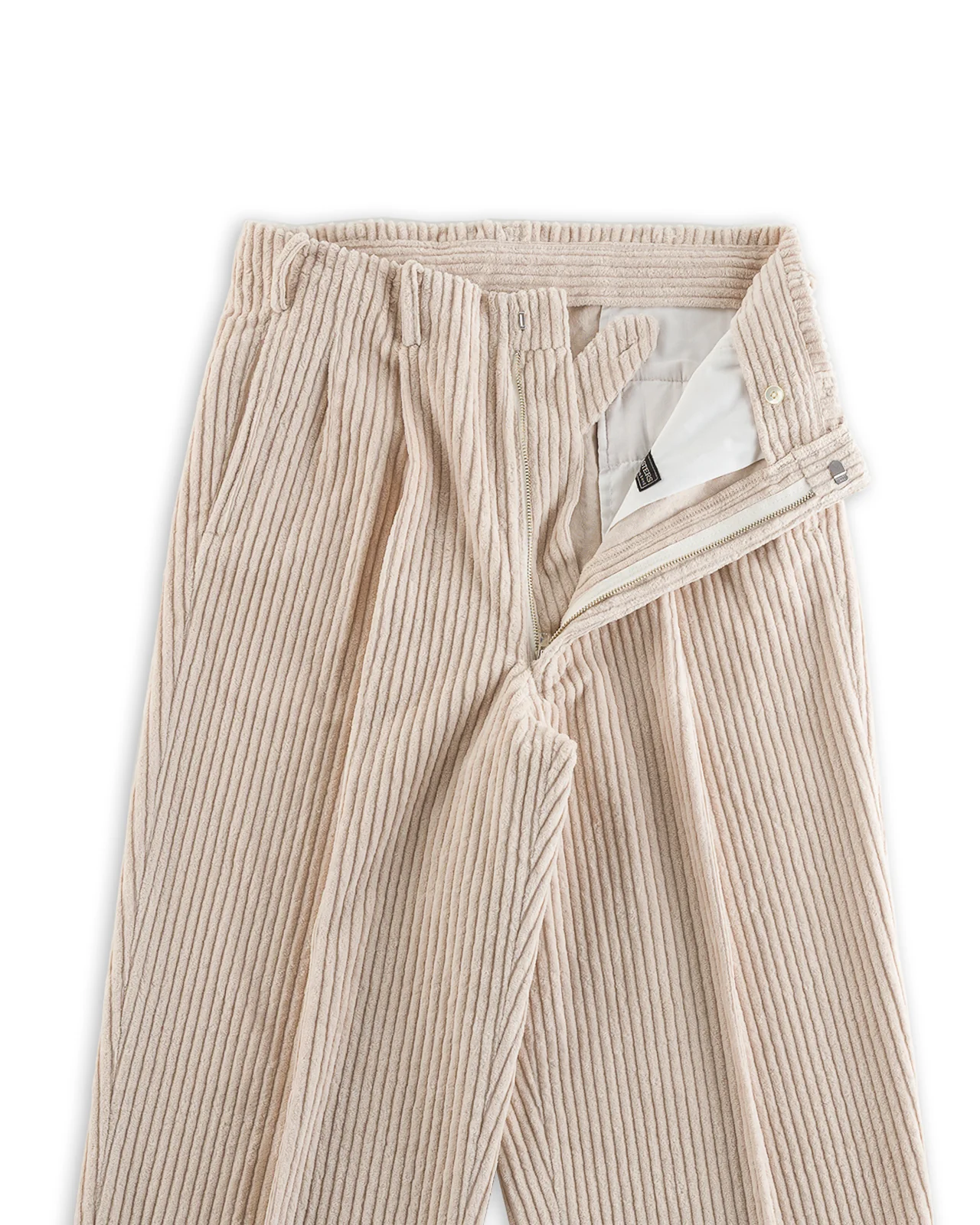 Double Pleats Trousers - White Wide Wale Corduroy 7 Double Pleats Trousers - White Wide Wale Corduroy