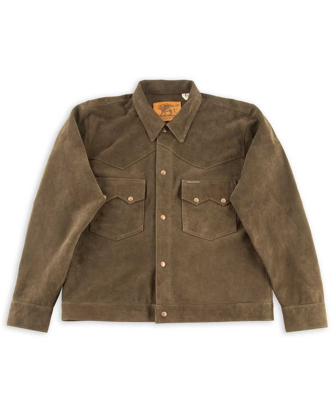 Cooper Shirt - Dark Olive Goatskin Suede