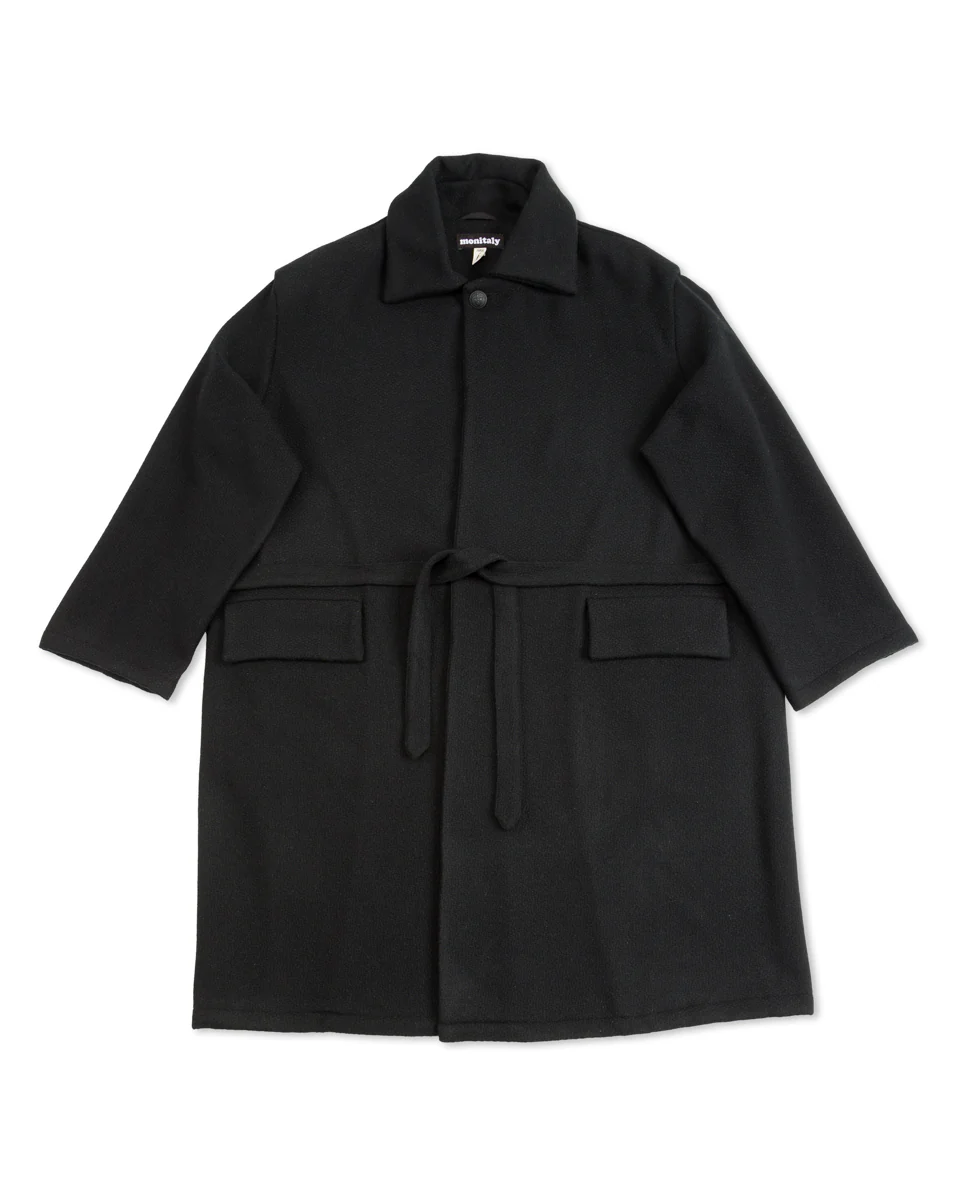 Jute Coat - Black Wool Flannel Vicente 1 Jute Coat - Black Wool Flannel Vicente
