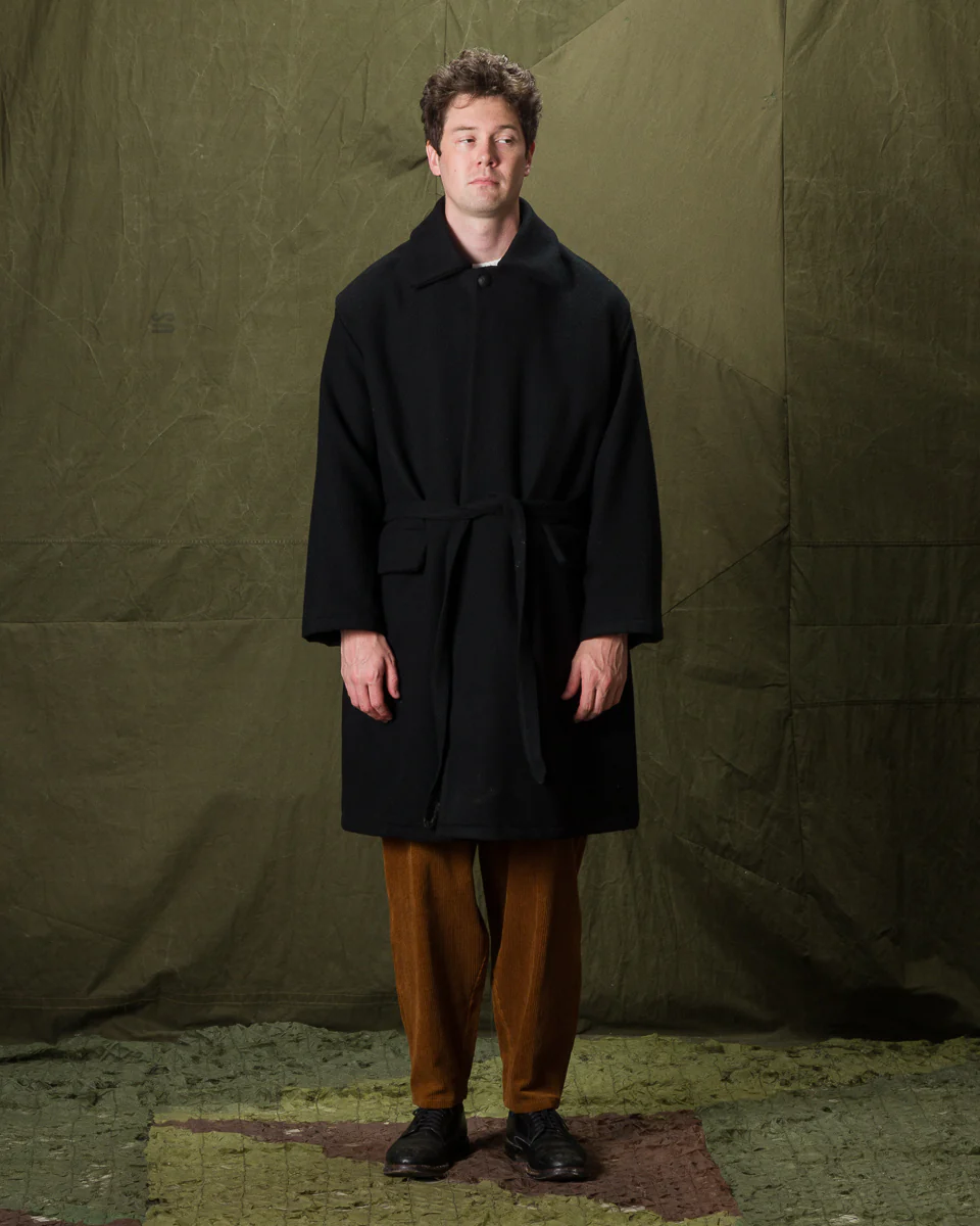 Jute Coat - Black Wool Flannel Vicente 5 Jute Coat - Black Wool Flannel Vicente