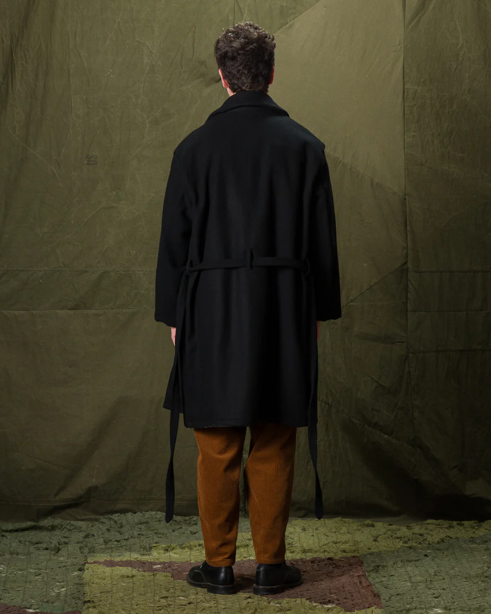 Jute Coat - Black Wool Flannel Vicente 6 Jute Coat - Black Wool Flannel Vicente
