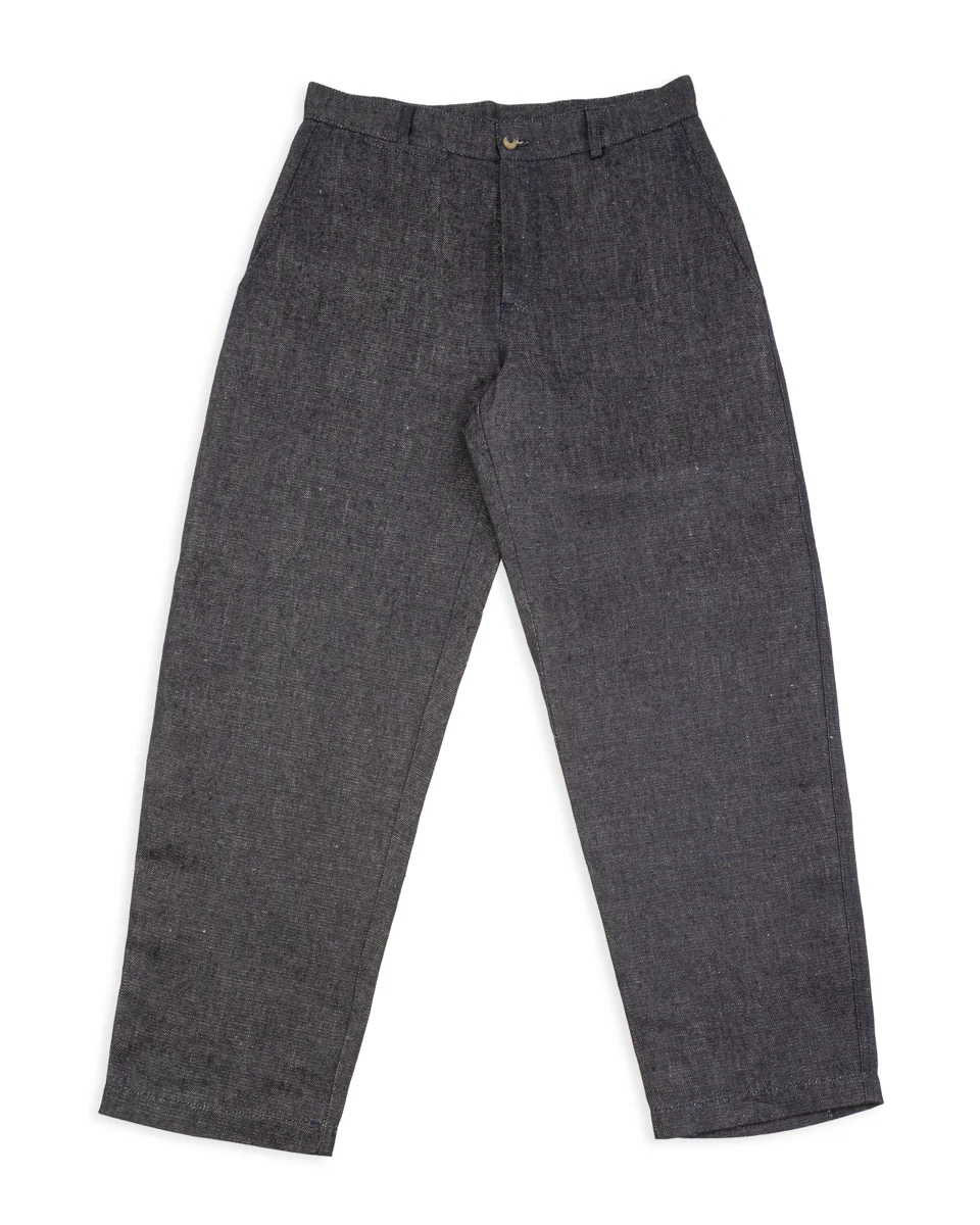 Balloon Trousers - Indigo Blue Linen Denim