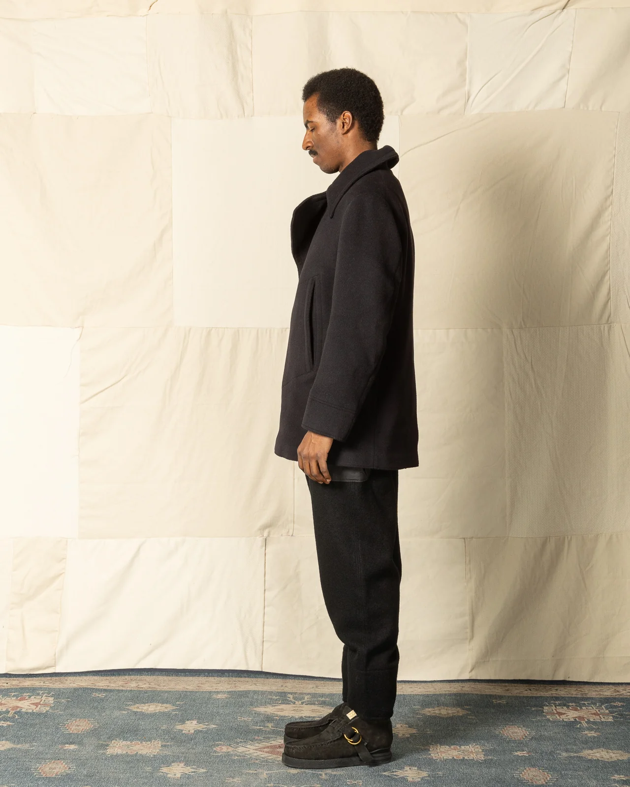 Platica Peacoat - Black Mallelieus Vintage Velour Overcoating 4 Platica Peacoat - Black Mallelieus Vintage Velour Overcoating