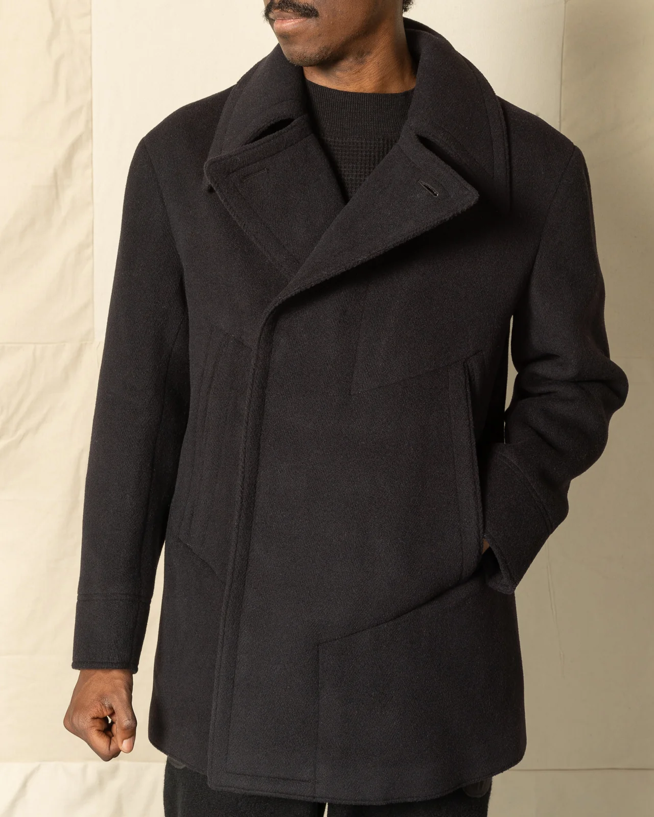 Platica Peacoat - Black Mallelieus Vintage Velour Overcoating 6 Platica Peacoat - Black Mallelieus Vintage Velour Overcoating