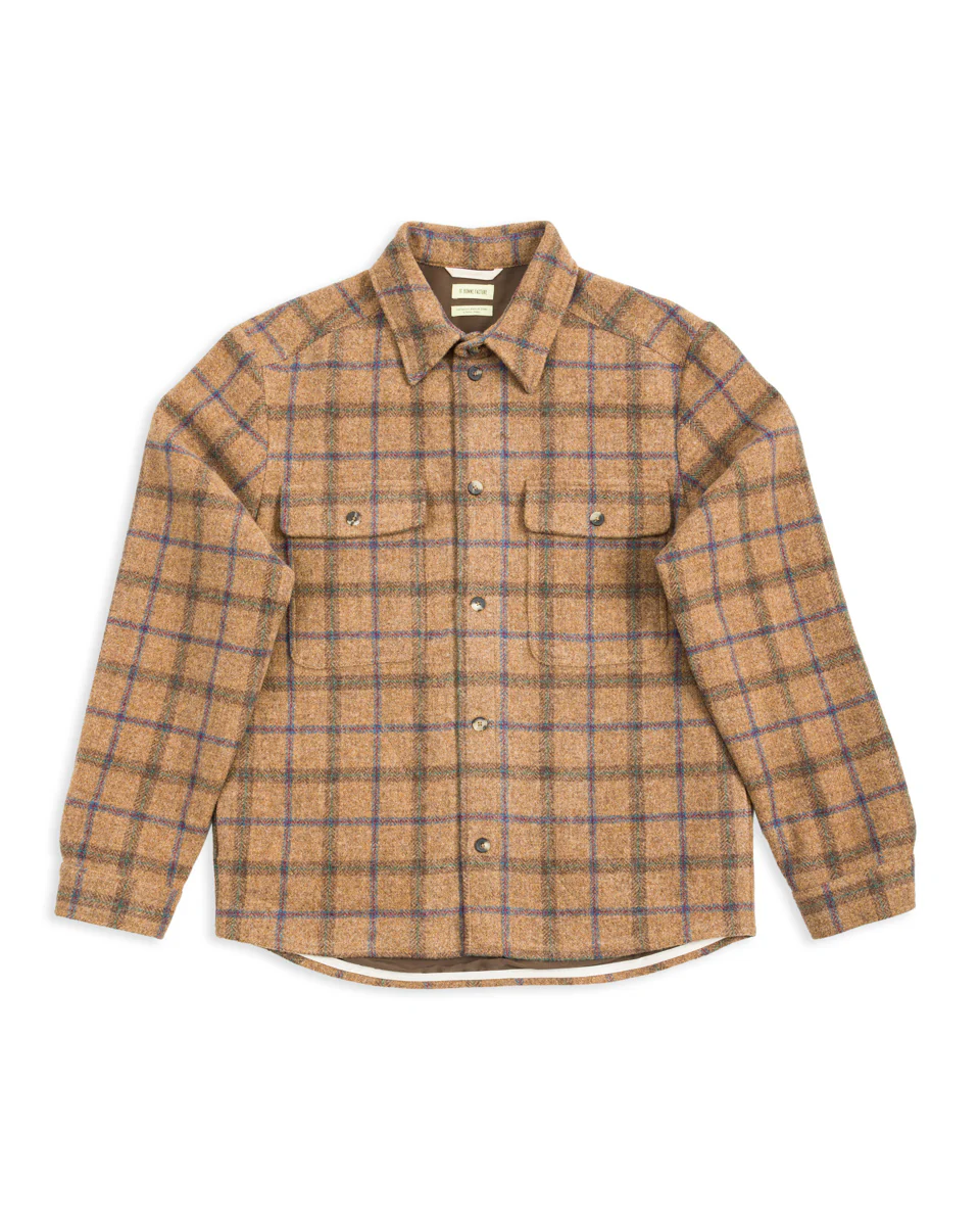 Overshirt - Gold Check Brushed Wool