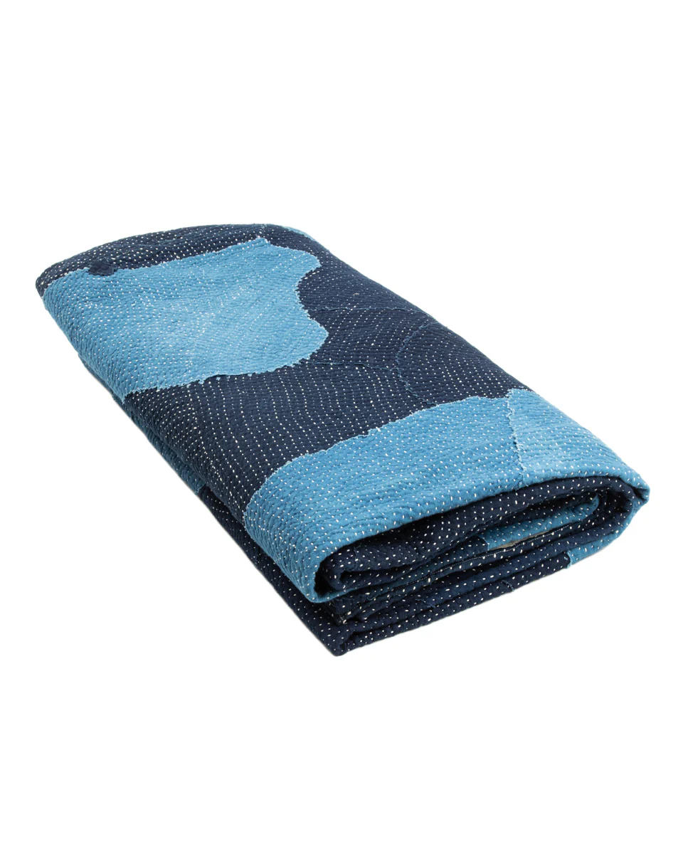 Indigo Kantha Quilt - Queen