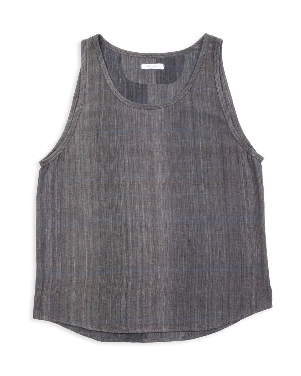 Ripley Tank - Iron/Indigo Handwoven Kala Cotton Chambray 1 Ripley Tank - Iron/Indigo Handwoven Kala Cotton Chambray