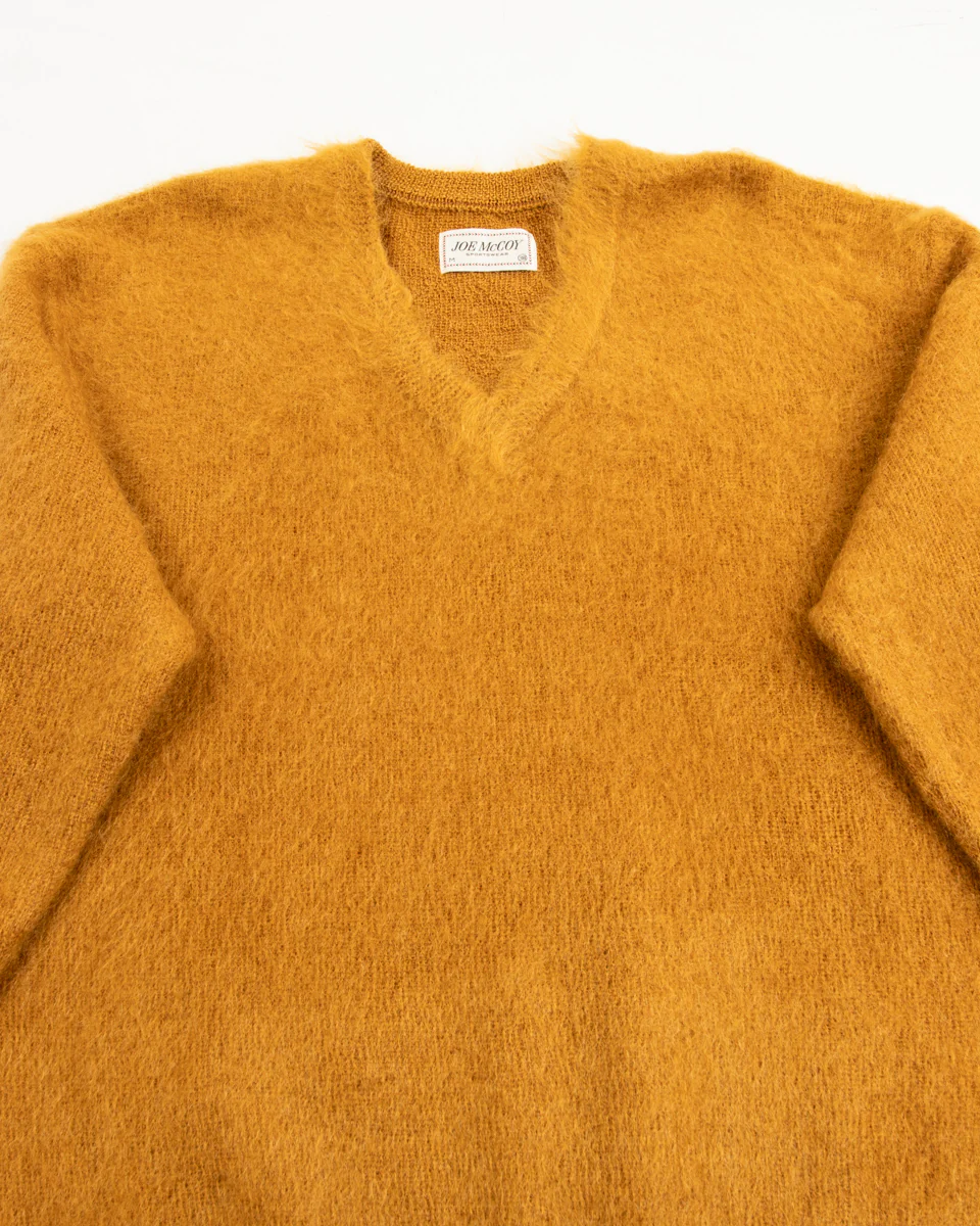 Joe McCoy Mohair V-Neck Sweater - Mustard 3 Joe McCoy Mohair V-Neck Sweater - Mustard