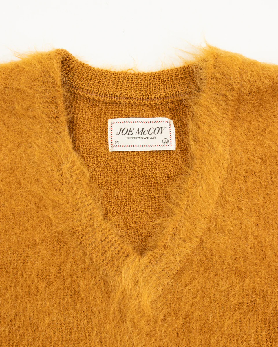 Joe McCoy Mohair V-Neck Sweater - Mustard 4 Joe McCoy Mohair V-Neck Sweater - Mustard