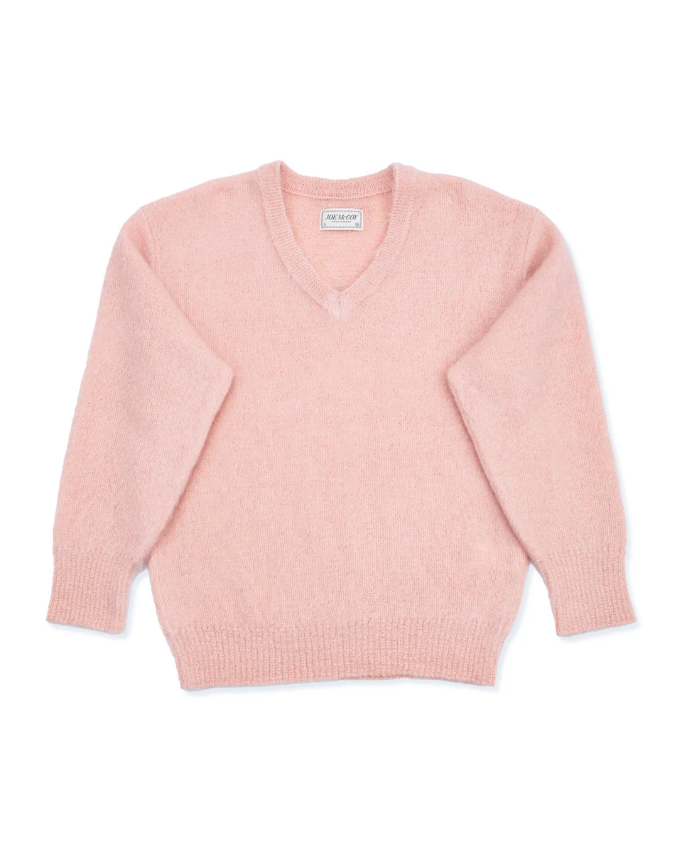 Joe McCoy Mohair V-Neck Sweater - Flamingo 1 Joe McCoy Mohair V-Neck Sweater - Flamingo
