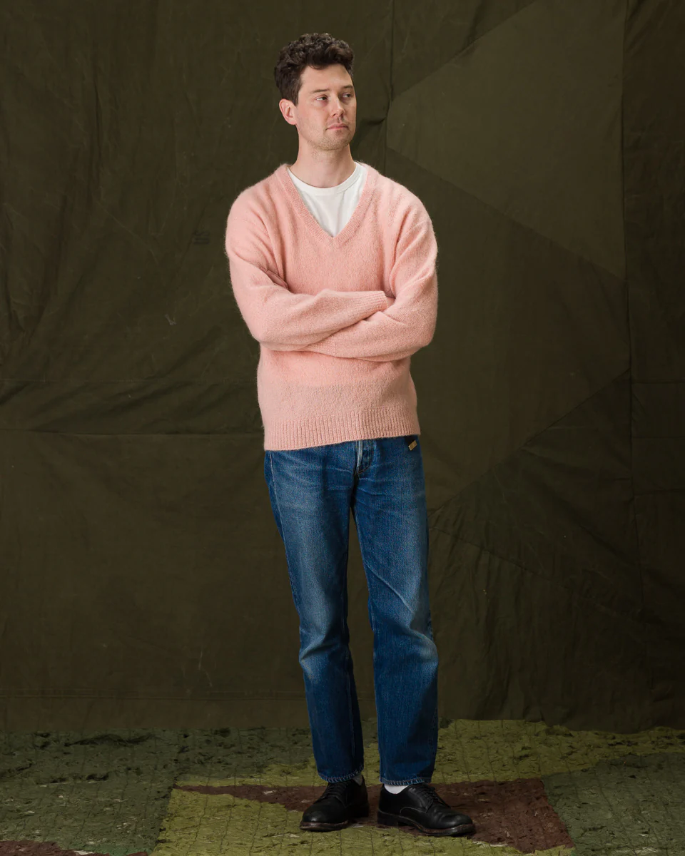 Joe McCoy Mohair V-Neck Sweater - Flamingo 4 Joe McCoy Mohair V-Neck Sweater - Flamingo