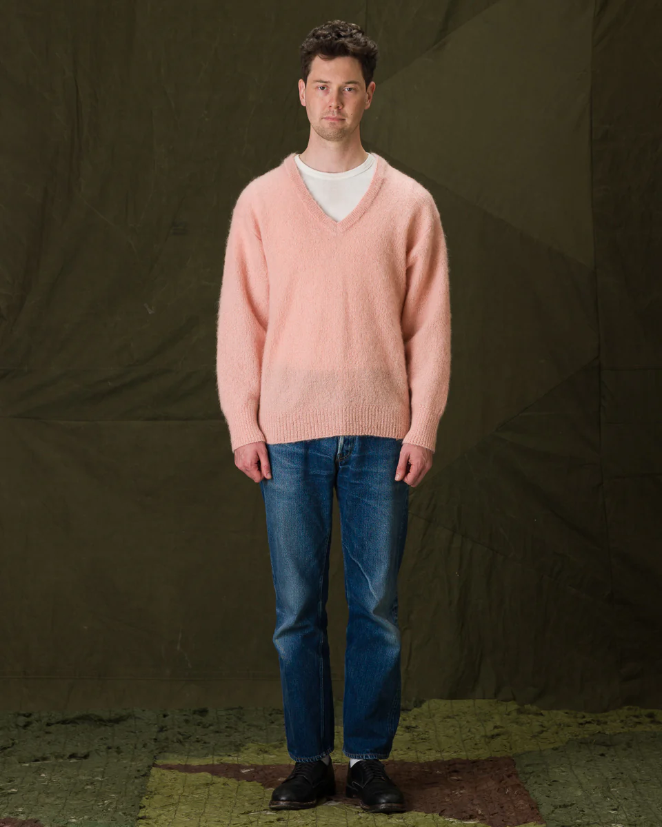 Joe McCoy Mohair V-Neck Sweater - Flamingo 5 Joe McCoy Mohair V-Neck Sweater - Flamingo