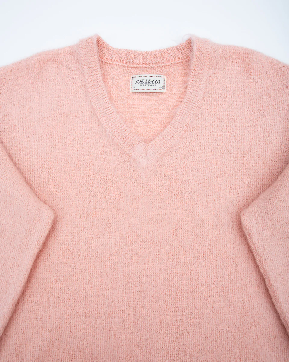 Joe McCoy Mohair V-Neck Sweater - Flamingo 8 Joe McCoy Mohair V-Neck Sweater - Flamingo