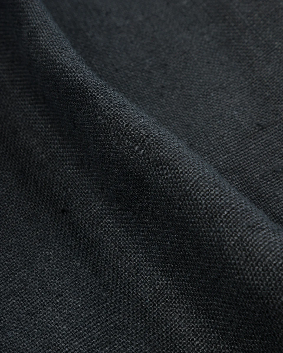 Round Yoke Thick Linen Trousers - Black 12 Round Yoke Thick Linen Trousers - Black
