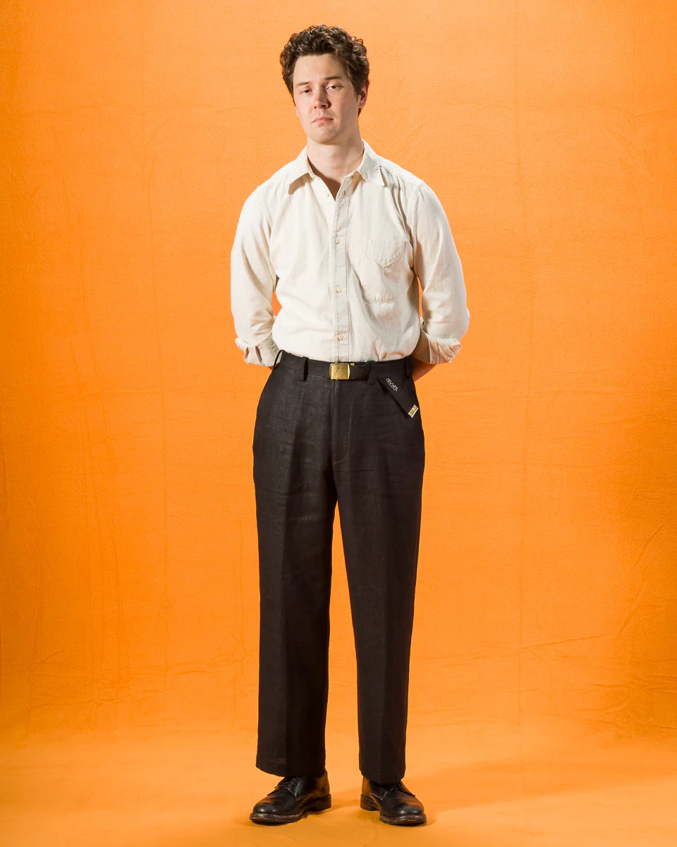 Round Yoke Thick Linen Trousers - Black 3 Round Yoke Thick Linen Trousers - Black