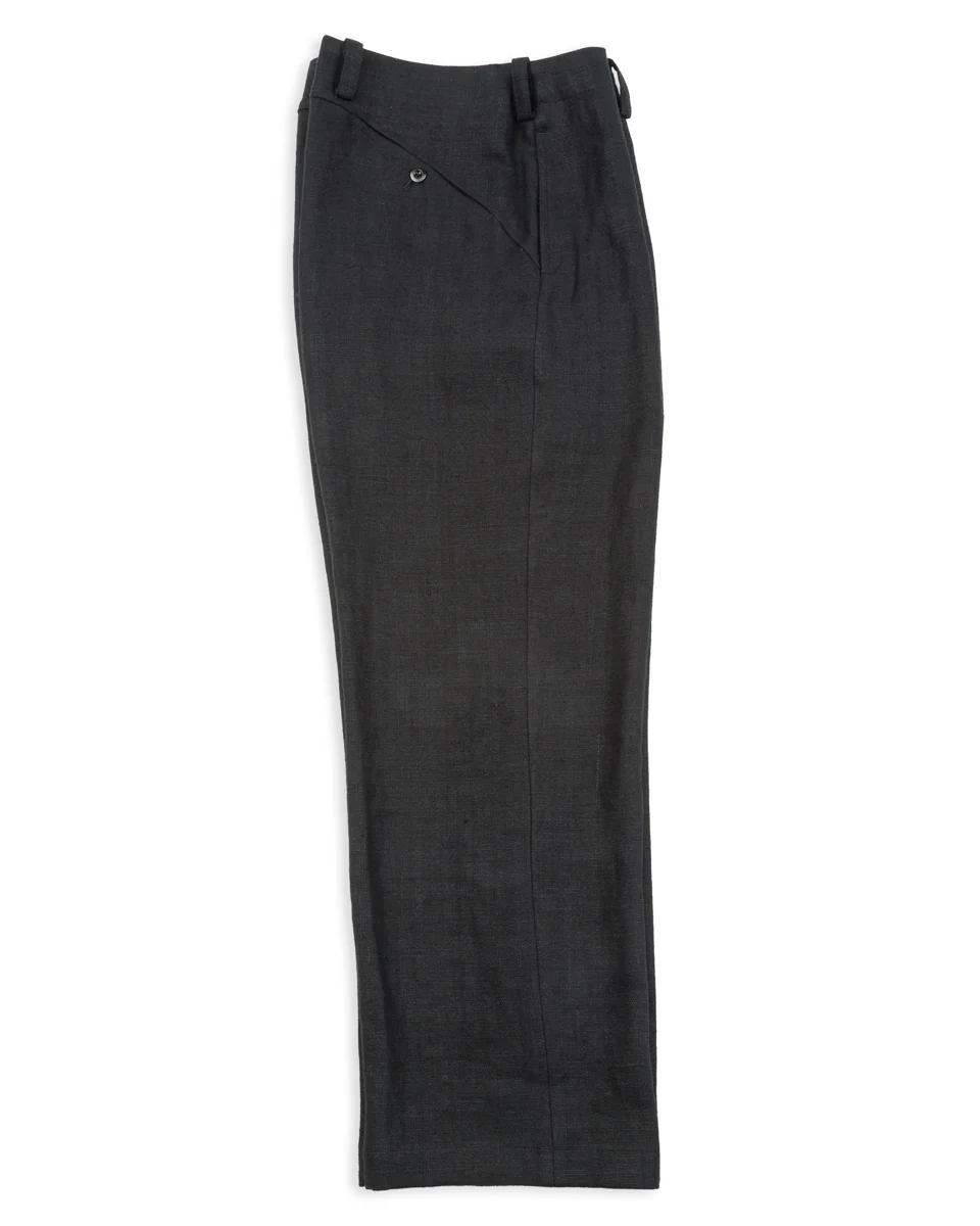 Round Yoke Thick Linen Trousers - Black 7 Round Yoke Thick Linen Trousers - Black