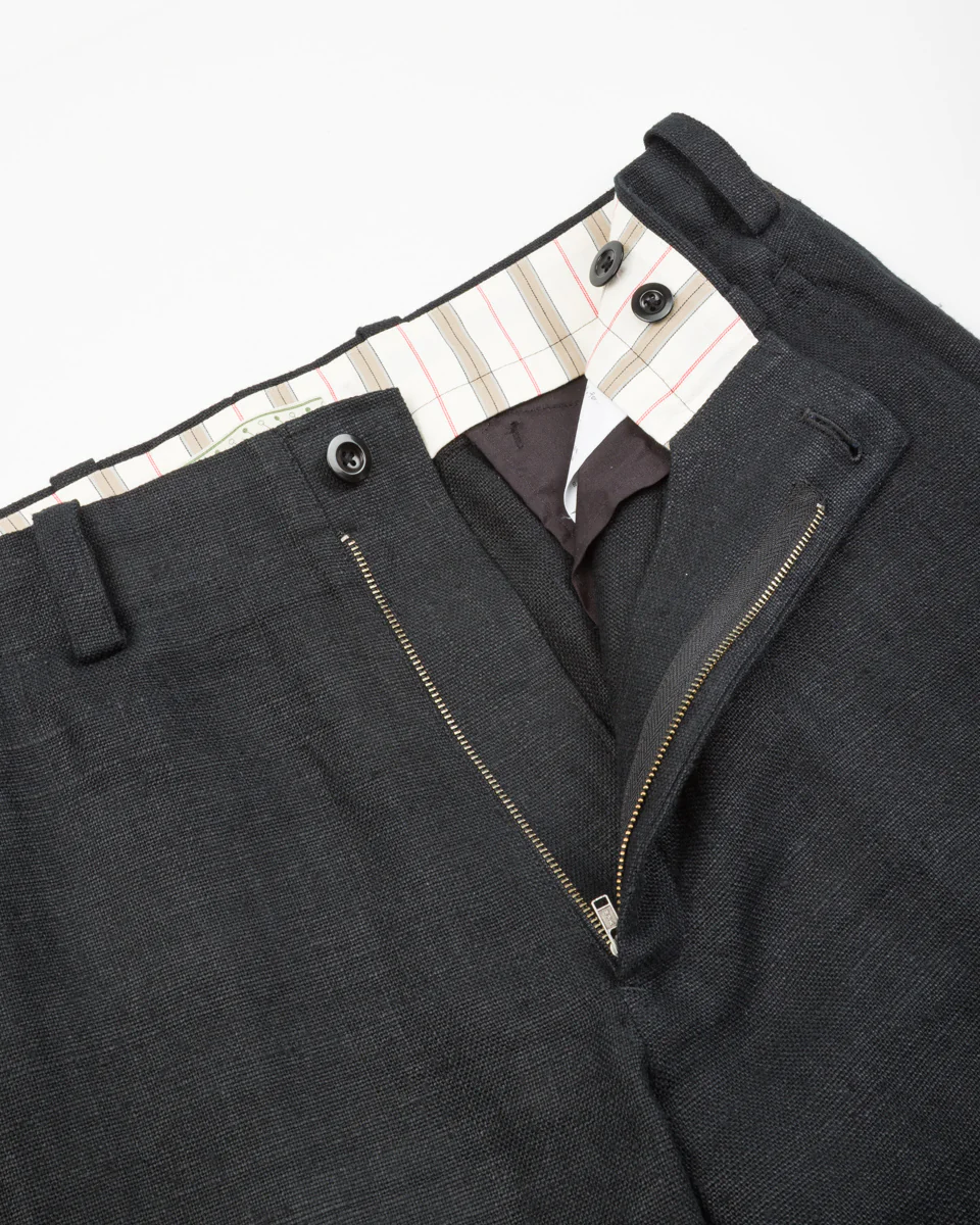 Round Yoke Thick Linen Trousers - Black 8 Round Yoke Thick Linen Trousers - Black