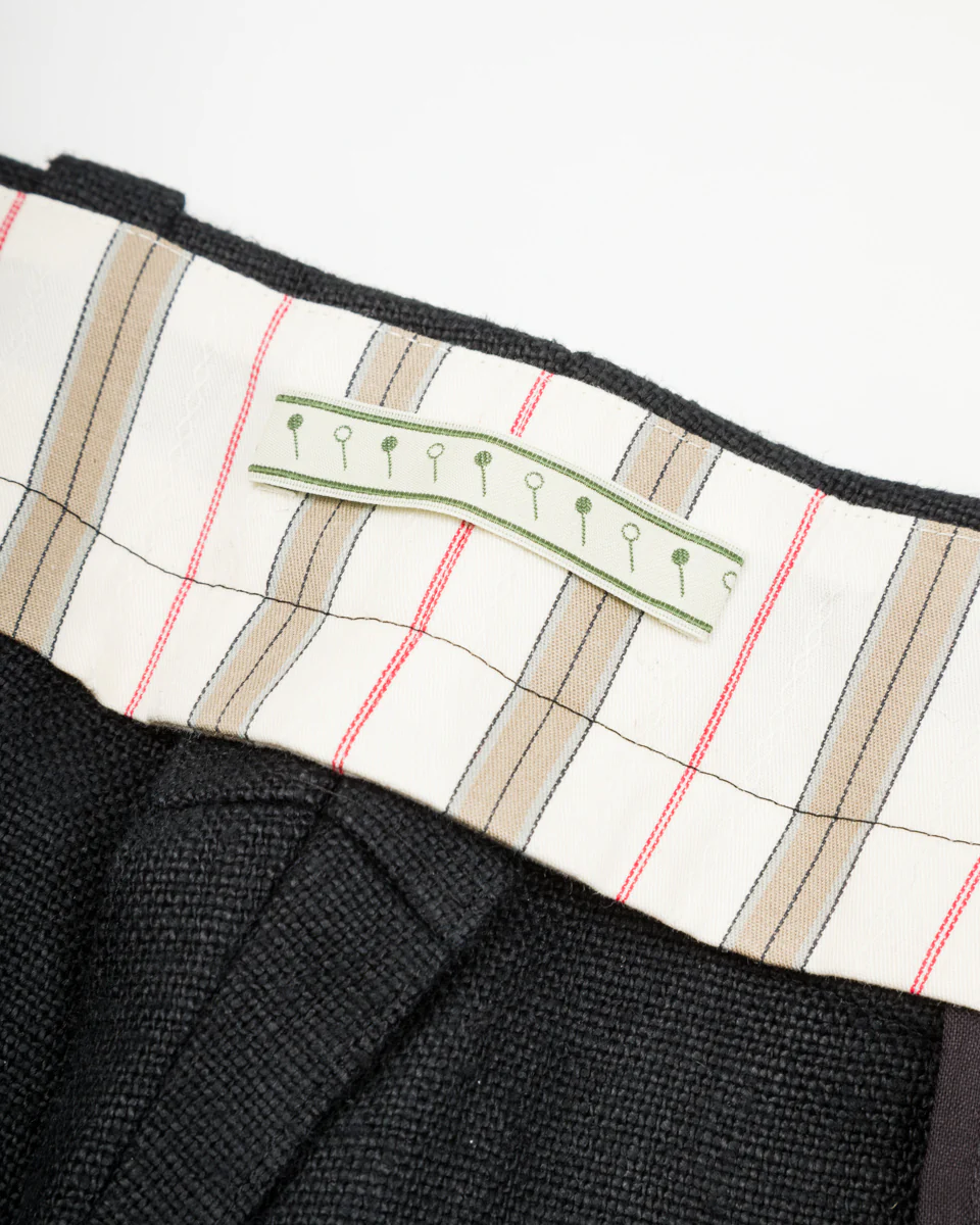 Round Yoke Thick Linen Trousers - Black 9 Round Yoke Thick Linen Trousers - Black