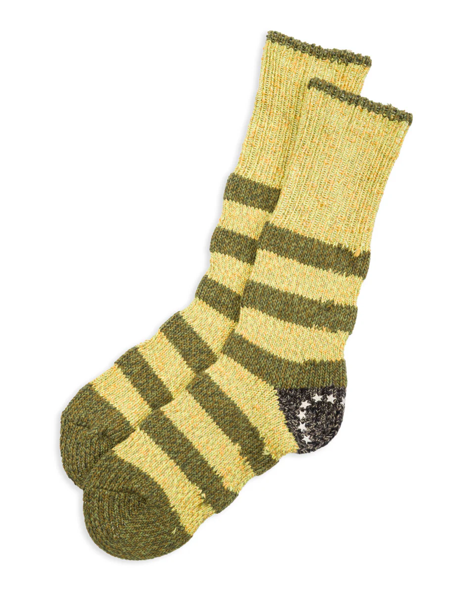 56 Yarns Flag Stripe Socks - Khaki 1 56 Yarns Flag Stripe Socks - Khaki