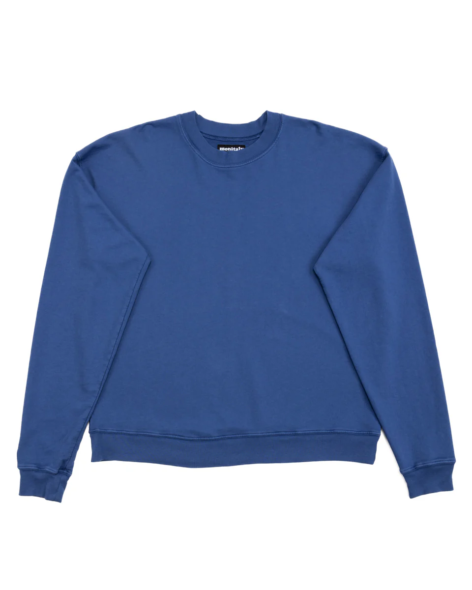 French Terry Cropped Sweat Shirt - Navy 1 French Terry Cropped Sweat Shirt - Navy