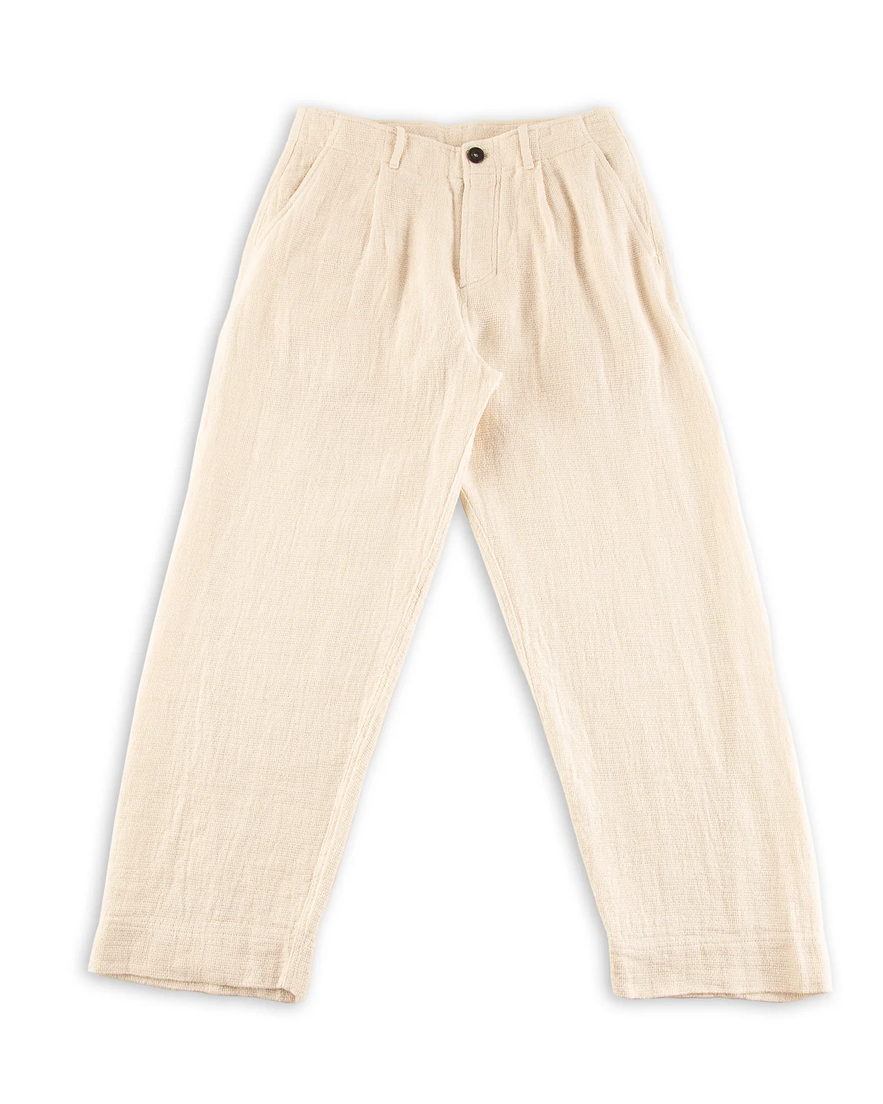 Bobby Wide Pleated Trousers - Off White Gauze