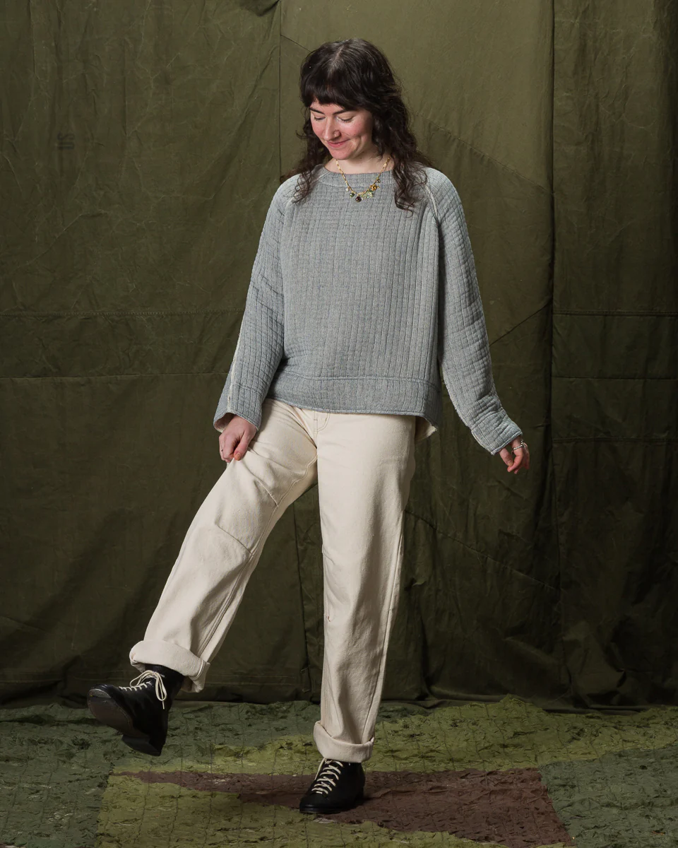 Together Quilted Sweatshirt - Natural/Indigo 3 Together Quilted Sweatshirt - Natural/Indigo