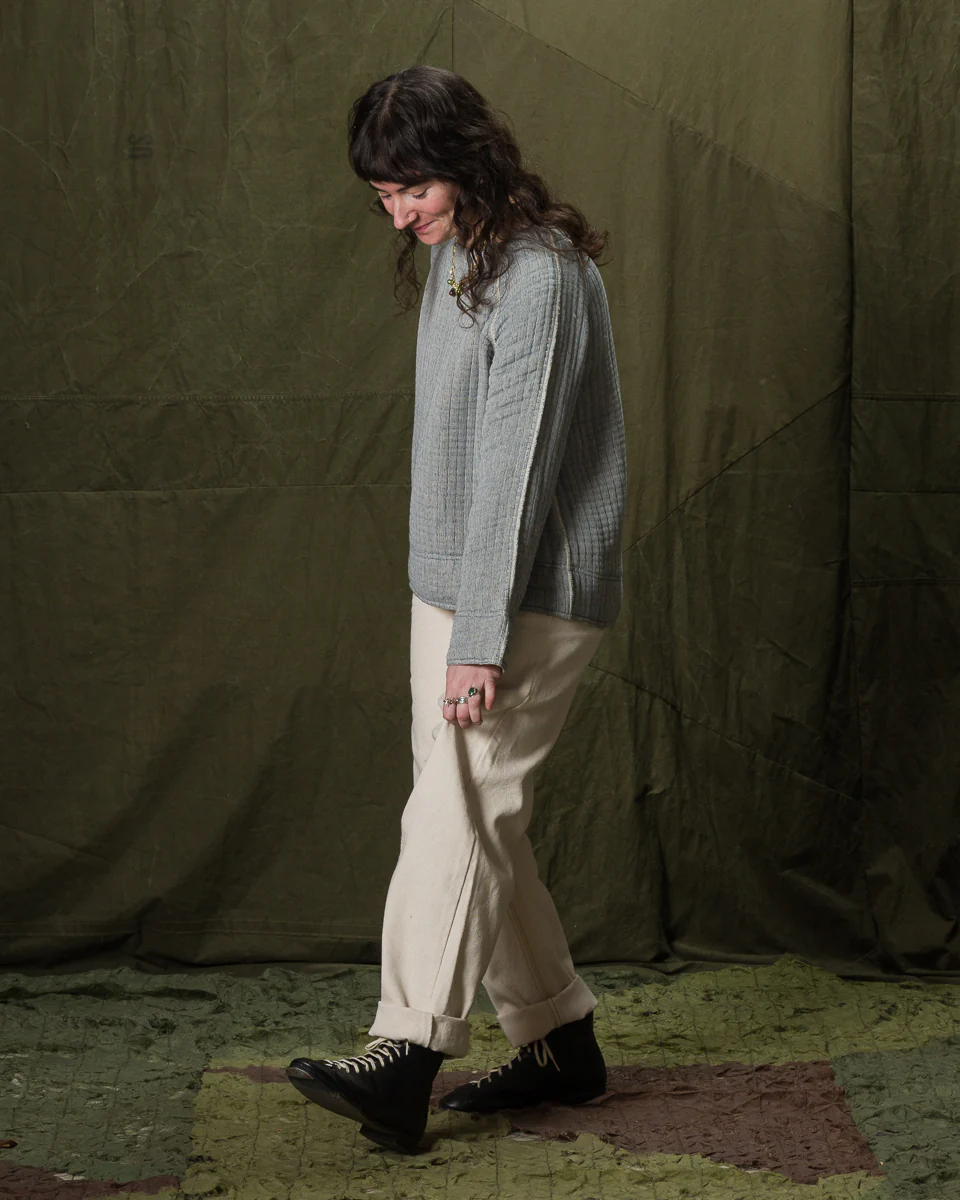 Together Quilted Sweatshirt - Natural/Indigo 5 Together Quilted Sweatshirt - Natural/Indigo