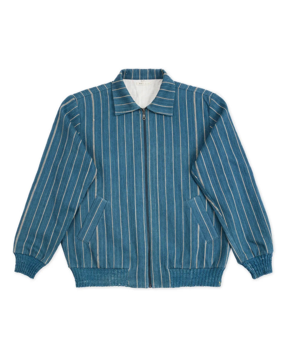 Nick Bomber - Yarn Dyed Stripe Turquoise Denim