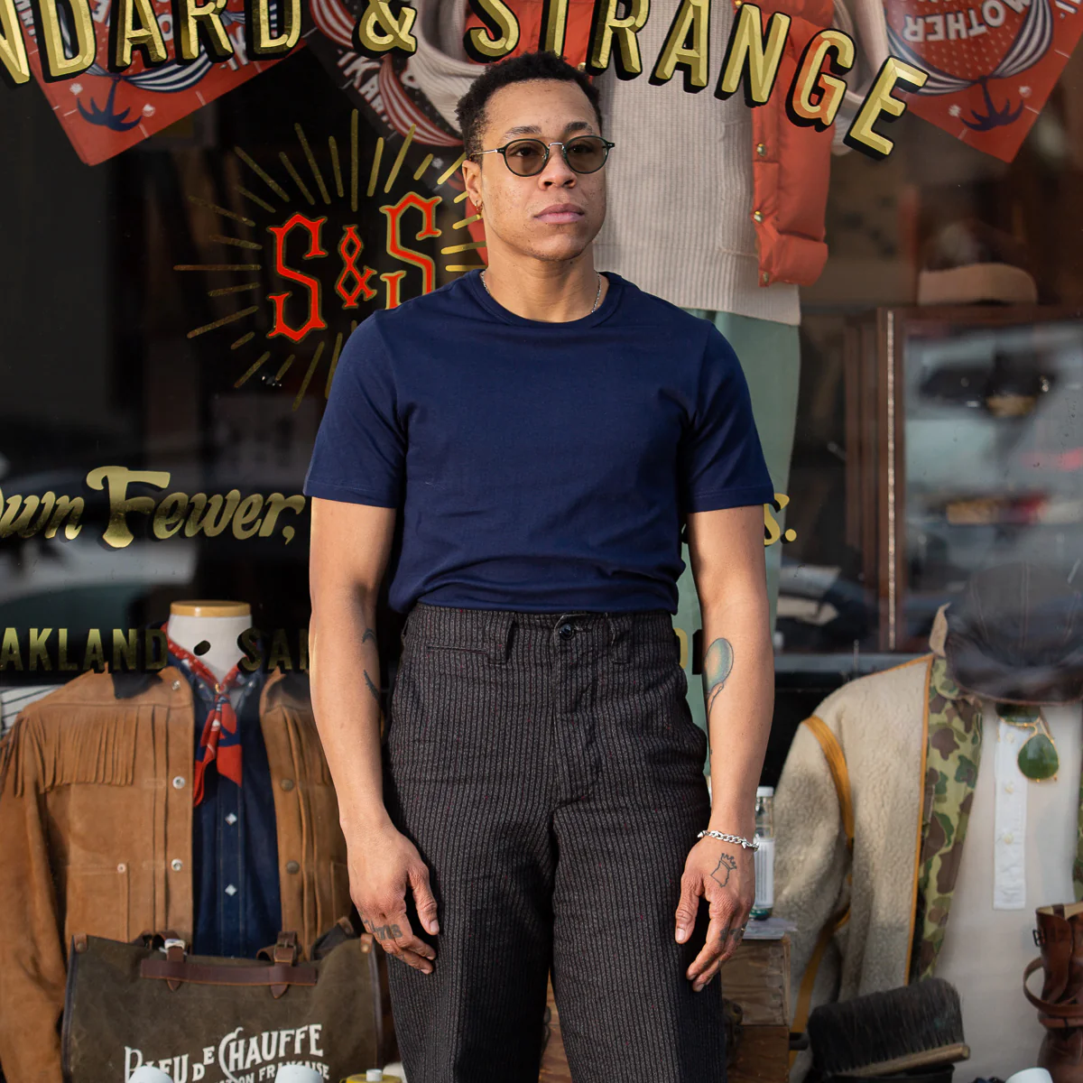 1950s Lightweight Loopwheeled Tee - Ink Blue 3 1950s Lightweight Loopwheeled Tee - Ink Blue