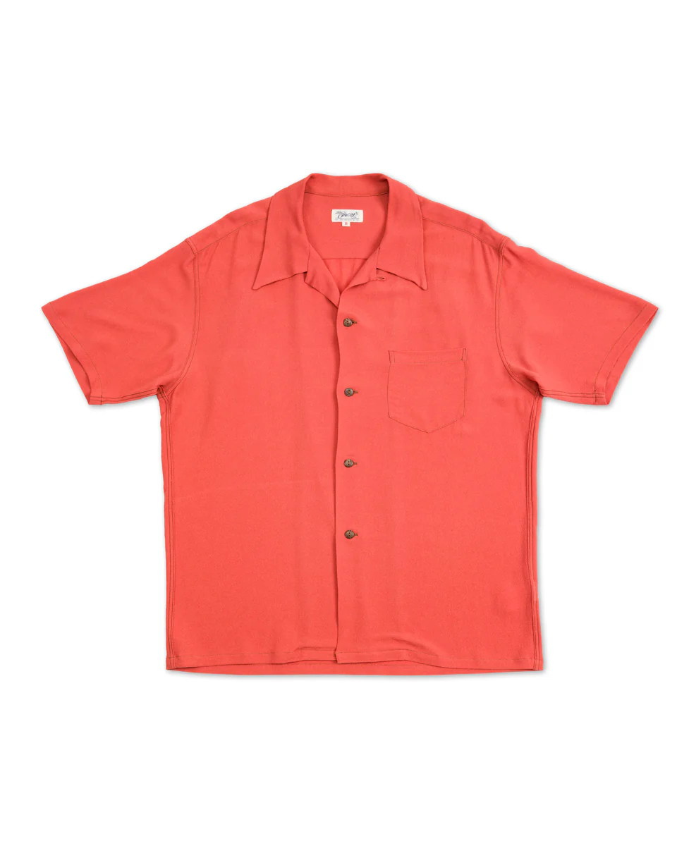Silk Rayon Open Collar Shirt - Orange
