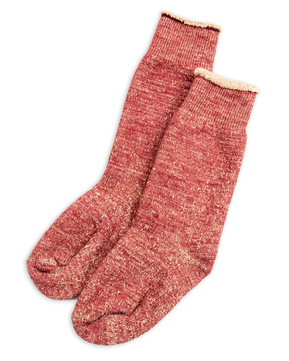 Double Face Merino/Organic Cotton Socks - Dark Red/Brown